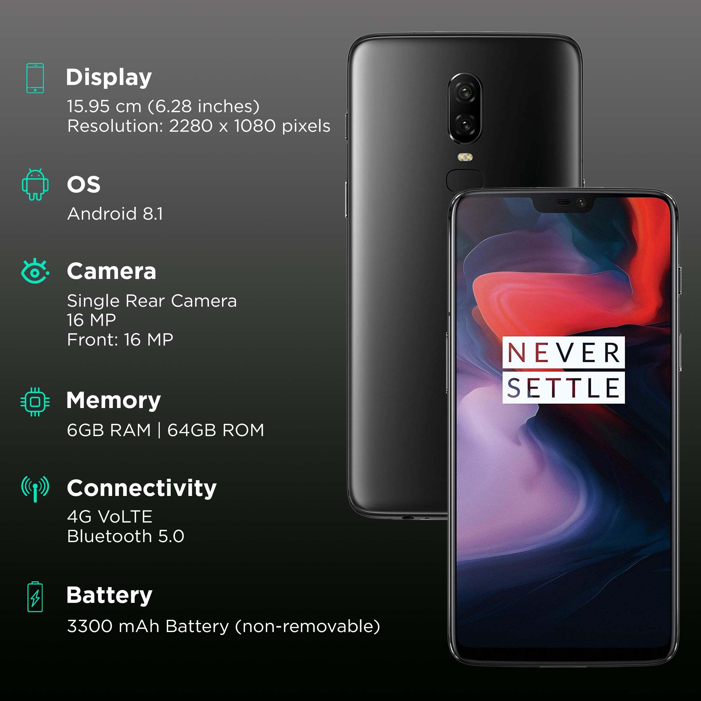 Buy Refurbished OnePlus 6 (6GB RAM, 64GB, Mirror Black
